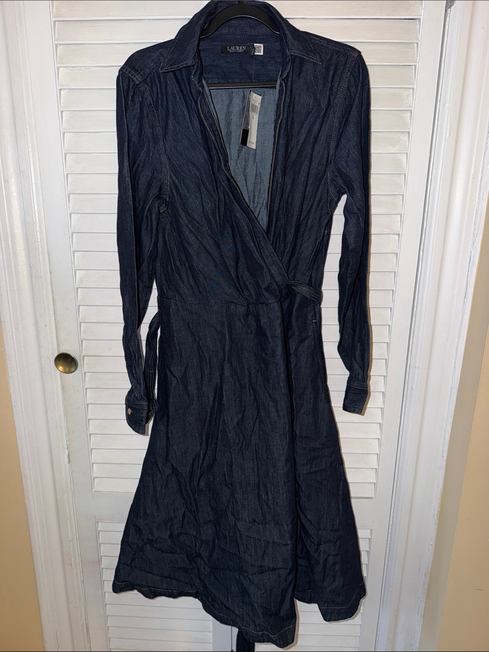 Lauren Ralph Lauren Dark Blue Denim Wrap Shirt Dress